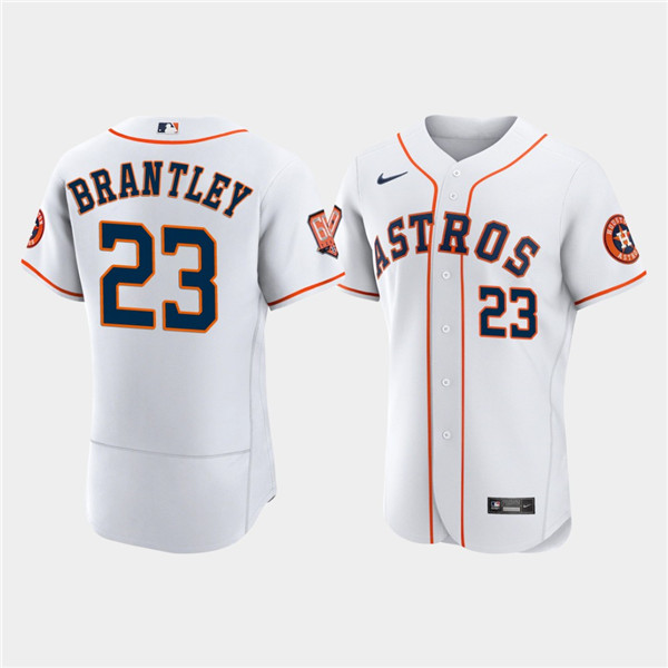 Men's Houston Astros #23 Michael Brantley White 60th Anniversary Flex Base Stitched Baseball Jersey Men's Houston Astros #23 Michael Brantley White 60th Anniversary Flex Base Stitched Baseball Jersey